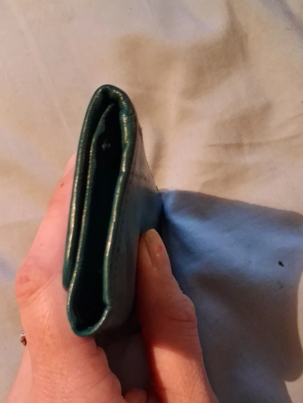 Textured Teal Women's Wallet - Elegant Patchwork Design